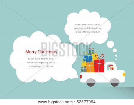 santa driving a trank full of presents