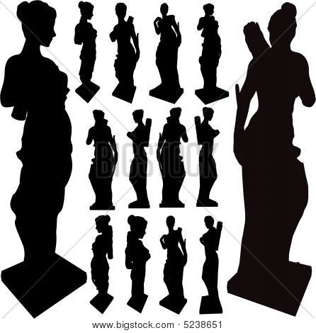 Antik staty av kvinna silhuetter Vector