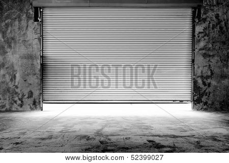 Building With Roller Shutter Door