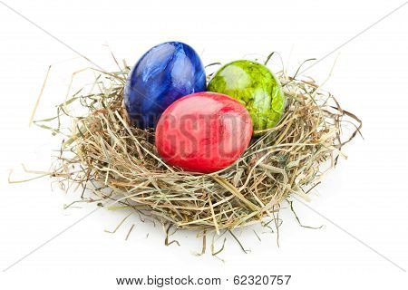 Easter Eggs In Hay Nest
