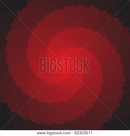 Abstract red rotation shape. 3D illusion. Vector art. No gradient.