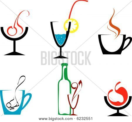 Satz von Getränken und Getränke-Symbole