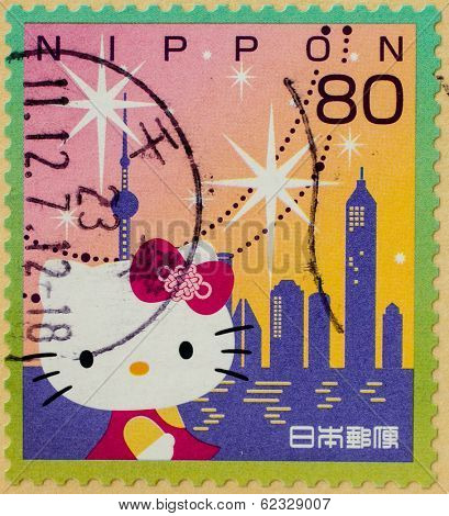 JAPAN - CIRCA 2011: A stamp printed in Japan shows Hello Kitty, circa 2011 