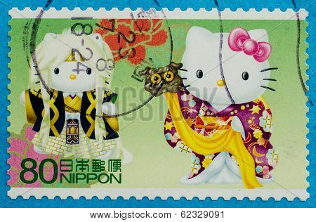 JAPAN - CIRCA 2011: A stamp printed in Japan shows Hello Kitty and Dear Daniel, circa 2011 