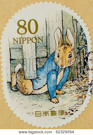 JAPAN - CIRCA 2011: a stamp printed in Japan shows Peter Rabbit, Childrens book, circa 2011