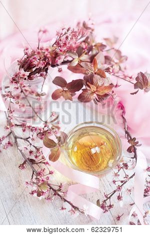 Green Tea And Pink Blossom Brunch