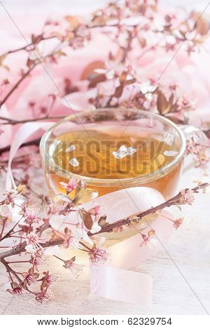 Green Tea And Pink Blossom Brunch