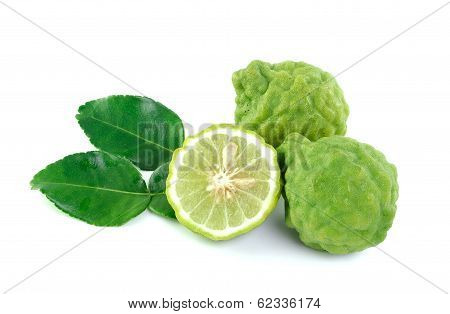 Kaffir Lime On White Background
