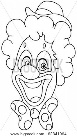 Outlined clown face. Vector illustration coloring page