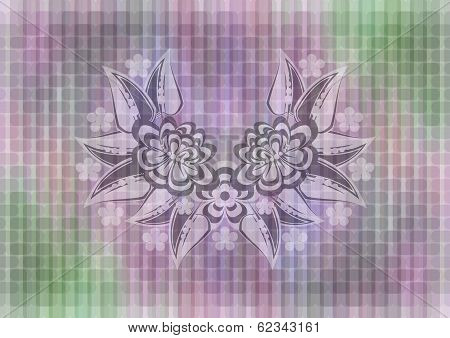 Abstract Floral Ornament On Mosaic Background