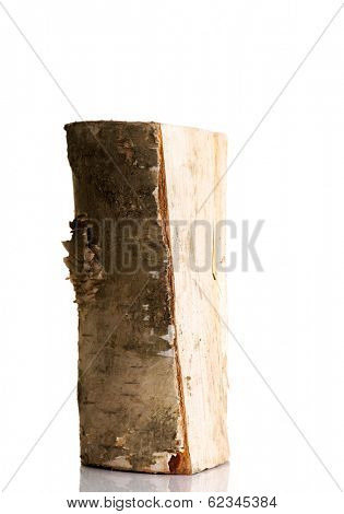 One separated piece of wood. Isolated on white.