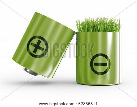 battery and a grass