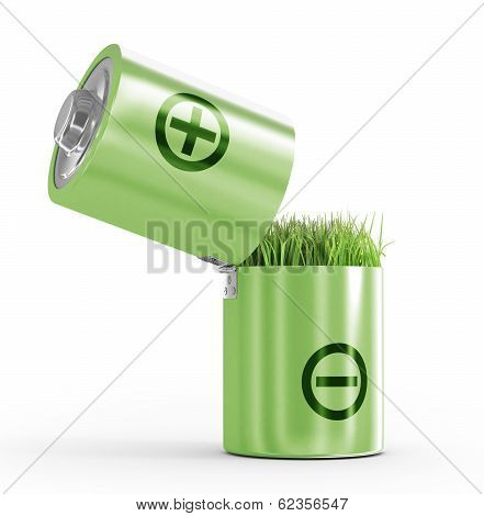 battery and a grass