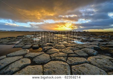 Kirkjugolf (Church Floor) At Sunrise, Iceland