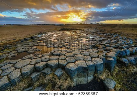 Kirkjugolf (Church Floor) At Sunrise, Iceland