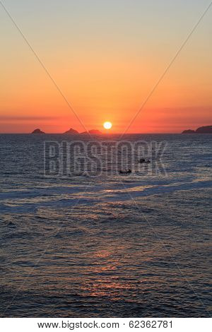 Sunset In The Sea With Boats, Rio De Janeiro