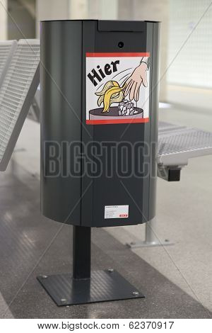 New And Clean Garbage Can At Station Heumarkt In Cologne