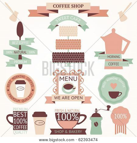 Vector set of vintage coffee icons