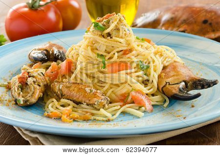 Spaghetti with crab and bottarga