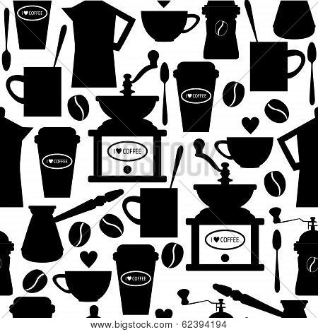 Vintage seamless pattern with coffee illustrations.