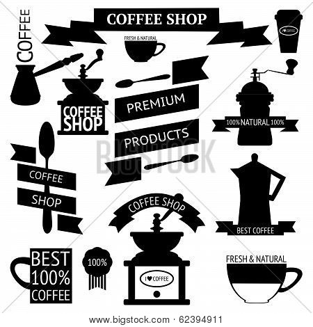 Vector set of vintage coffee icons