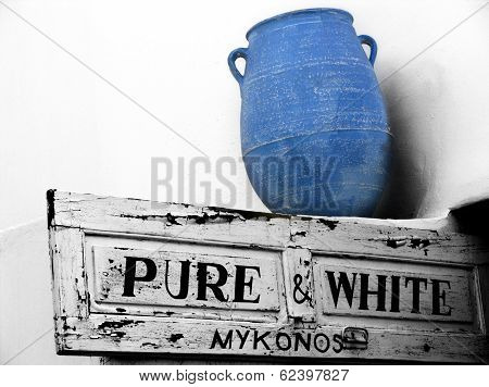 Mykonos Blue Vase In Mykonos,greece