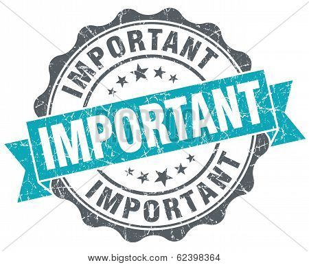 Important Blue Grunge Retro Style Isolated Seal
