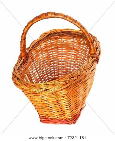 Empty Wicker Basket. Isolated On White Background.