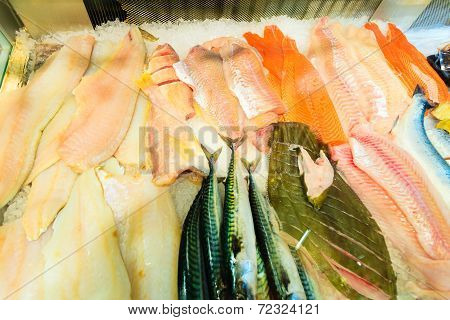 Fishes At Fish Market (fisketorget) In Bergen, Norway