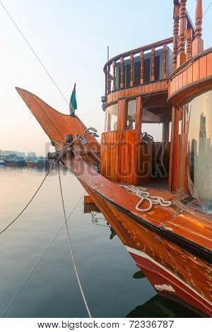 Big Wooden Boat Moored Up In A Port
