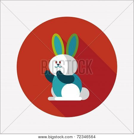 Rabbit Flat Icon With Long Shadow,eps 10