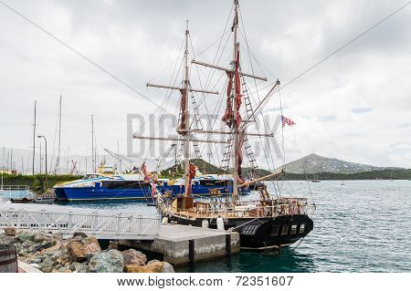Black Ship With Blue Ferries