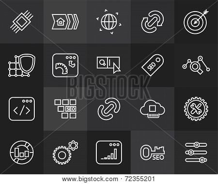Outline icons thin flat design, modern line stroke style