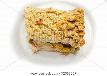 Turkey Shepards Pie With Peas And Topped With Bread Stuffing