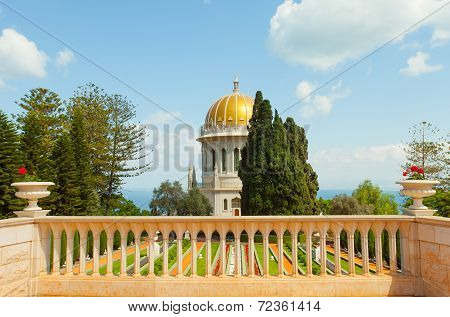 Baha'i gardens and temple, on the slopes of the Carmel Mountain, in Haifa, Israel