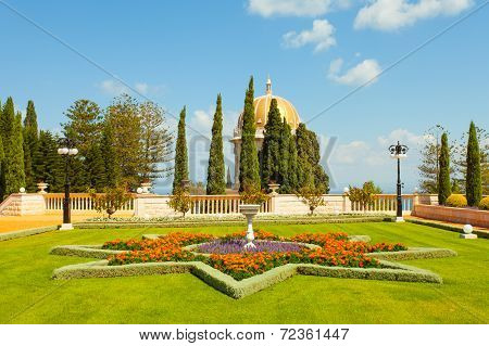 Baha'i gardens and temple, on the slopes of the Carmel Mountain, in Haifa, Israel