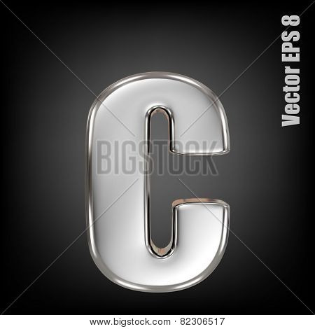 Vector letter c from metal alphabet. Lovercase metal font collection. EPS 8