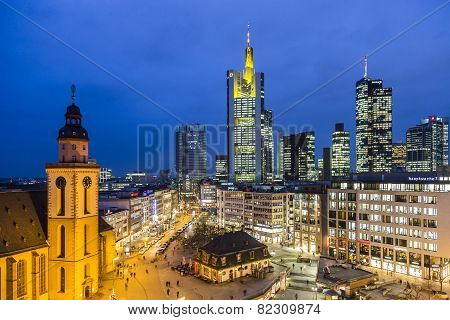 View To Skyline Of Frankfurt With Hauptwache
