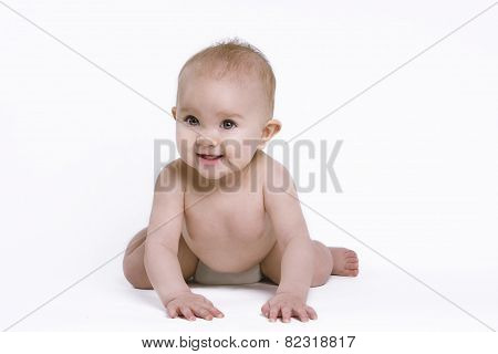 Happy Baby In Diaper