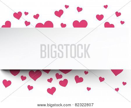 Love background with pink hearts. Valentine's greeting card. Vector illustration.  