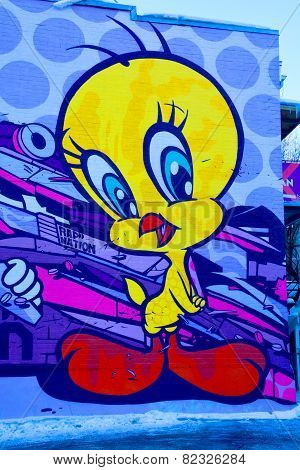 Street art Montreal tweety bird