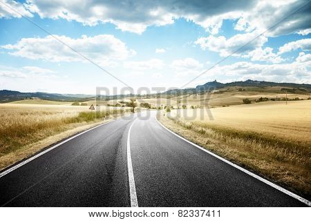 asphalt road in Tuscany Italy