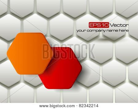 Red and orange vector hexagons technology and communication background. Vector illustration