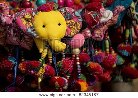 key chains of animals handmade in hill tribe souvenir shop ,Thailand