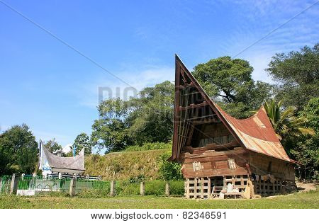 Traditional Batak House On Samosir Island, Sumatra, Indonesia
