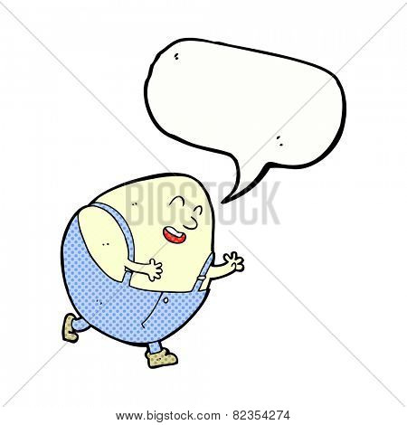 cartoon humpty dumpty egg character with speech bubble