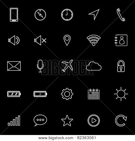 Mobile Phone Line Icons On White Background