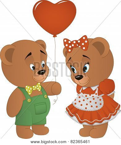 Cute bears with heart