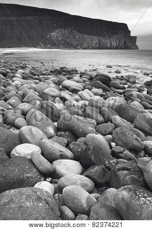 Scottish Landscape In Orkney. Hoy Pebble Beach. Scotland