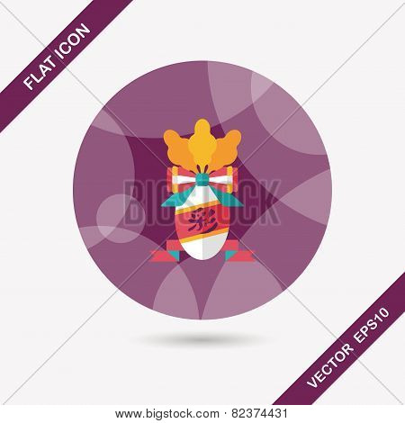 Chinese New Year Flat Icon With Long Shadow,eps10, Lucky White Radish With Chinese Words Means 